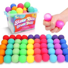 50 Pack Slow Rising Stress Ball, Large Box Stretchy Fidget Ball For Anxiety Stress Relief, Hand Therapy Sensory Squishy Ball Bulk, Pull Stretch Fidget Toy For Students