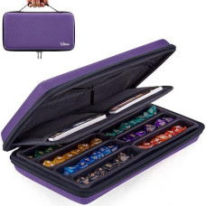 Siquk Dice Case Dnd Dice Box Dice Storage Case Dice Organizer Holder With Handle Removable Slotted Tray Holds 8 Sets Dnd Dice For Dungeons & Dragons And Other Rpg Table Games, Pure Violet