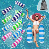 Pool Floats, 4 Pack Inflatable Pool Floats Hammock, Swimming Pool Float Adult Inflatable Water Hammock,Multi-Purpose Pool Hammock (Saddle, Lounge Chair, Hammock, Drifter) For Adults Kids Vacation