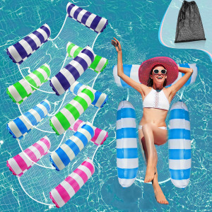Pool Floats, 4 Pack Inflatable Pool Floats Hammock, Swimming Pool Float Adult Inflatable Water Hammock,Multi-Purpose Pool Hammock (Saddle, Lounge Chair, Hammock, Drifter) For Adults Kids Vacation