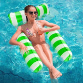 Pool Floats, Inflatable Pool Floats Hammock, Swimming Pool Float Adult Inflatable Water Hammock,Multi-Purpose Pool Hammock (Saddle, Lounge Chair, Hammock, Drifter) For Adults Kids Vacation(Green)
