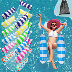Pool Floats, 6 Pack Inflatable Pool Floats Hammock, Swimming Pool Float Adult Inflatable Water Hammock,Multi-Purpose Pool Hammock (Saddle, Lounge Chair, Hammock, Drifter) For Adults Kids Vacation
