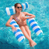 Pool Floats, Inflatable Pool Floats Hammock, Swimming Pool Float Adult Inflatable Water Hammock,Multi-Purpose Pool Hammock (Saddle, Lounge Chair, Hammock, Drifter) For Adults Kids Vacation(Blue)