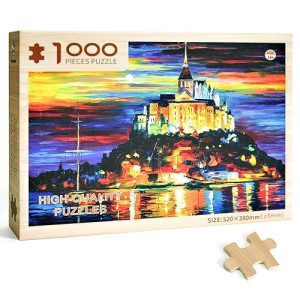 Jigsaw Puzzles For Adults 1000 Pieces Wooden Puzzle Mont Saint-Michel Family Puzzle Games Adults Challenging Game - Mont Saint-Michel