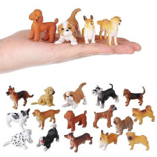 Flormoon 16Pcs Mini Dog Figurines, Realistic Farm Animals Toys For Cupcake Toppers, Learning Educational Toys, Birthday Party Favors Gift For Kids Toddlers