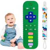 Baby Teething Toys, Silicone Remote Control Shape Teethers Chew Toys For Babies 0-24 Months (Green)