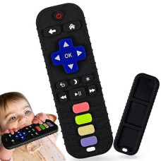 Baby Teething Toys, Silicone Remote Control Shape Teethers Chew Toys For Babies 0-24 Months (Black)