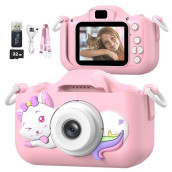 Mgaolo Kids Camera Toys For 3-12 Years Old Boys Girls Children,Portable Child Digital Video Camera With Silicone Cover, Christmas Birthday Gifts For Toddler Age 3 4 5 6 7 8 9 (Cat Camo Pink)