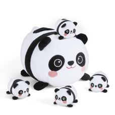 Kmuysl Panda Stuffed Animals Toys For Ages 3 4 5 6 7 8+ Years Old Kids - Mommy Panda With 4 Baby In Her Tummy, Cute Plush Toys Idea Xmas Birthday Gifts For Baby, Toddler, Girls, Boys