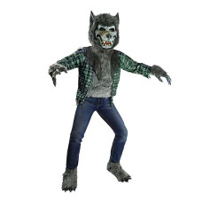 Spooktacular Creations Kids Werewolf Costume, Green Plaid Wolf Costumes With Mask For Kids, Boys, Girls Halloween Dress Up, Role Play, Cosplay Party-Xl