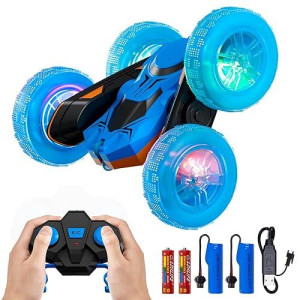 Dodomagxanadu Rc Cars Remote Control Car, 360� Rotating Rc Stunt Cars With Wheel Lights,4Wd 2.4Ghz Double-Sided Rc Cars, Kids Xmas Birthday Toy Cars For Boys/Girls