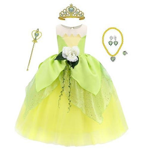 Tolafio Tiana Costume Tiana Costume For Girls Birthday Role Play Dress Up Ball Gown Halloween Fancy Party Dress For Girls
