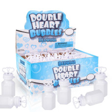 Bulk Wedding Bubbles With Wands - (96 Count) Mini Double Heart Top Bubbles For Wedding Send Off, Bridal Party Favors, Engagement, Anniversary Celebrations, Toy Gifts For Kids, Boys Or Girls