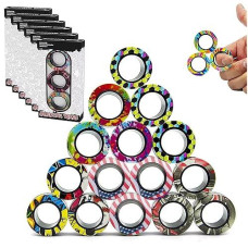 18Pcs Magnetic Rings Fidget Toys Spinner Set,Finger Magnet Rings Endless Hours Of Fun Adhd Stress Relief Fidget Spinner For Relieve Anxiety Birthday Gifts For Adults Teens Kids