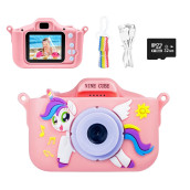 Kids Digital Camera For Girls,Nine Cube Toys For Ages 5-7,Children Camera For 3 4 5 6 7 Years Old Boys,Unicorn Toy Camera For Kids Christmas Birthday Gifts,Pink Toddler Digital Camera With 32G Card