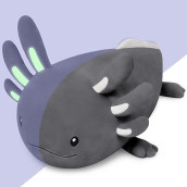 Niuniu Daddy 24 Inch Jumbo Gray Axolotl Plush Toy - Luminous, Realistic, Cute Stuffed Animal Plushies For Girls & Boys - Glow-In-The-Dark Birthday Gifts