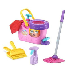 Leapfrog Clean Sweep Learning Caddy, Kids Mop And Broom Cleaning Toy Set For Ages 3-5, Pink