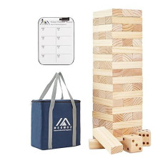 Megwoz Giant Tumble Tower Outdoor Games 57 Blocks Yard Games Stacking Games Includes Dice Carrying Bag Scoreboard Stacking From 2.3Ft To 5+Ft Outdoor Games For Adults And Family