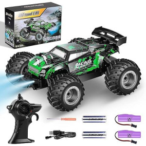 Heneroar Remote Control Car, 2Wd Rc Cars, 1:18 Scale All Terrain Remote Control Monster Truck, 20 Km/H Rc Trcuk With 2 Rechargeable Batteries And Led Toys For Boys, 4-7, 8-12