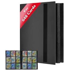 Jusoney Trading Card Album - 648 Pockets Card Binder 36 Pages Pro 9 Pocket With Waterproof Black Book Cover, Perfect For Collecting Cards For Mtg Magic, Match Atta