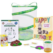 Insect Lore Birthday Butterfly Garden | Butterfly Growing Kit With Live Caterpillars | 5 Caterpillars, Reusable Habitat, Stem Butterfly Journal, Birthday Card & More
