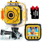 Prograce Waterproof Kids Digital Camera - Underwater Camera For Kids Age 3 4 5 6 7 8 9 10 11 12 Year Old Kids Video Camera Game Youtube Vlogging Recorder 1080 Hd Camcorder Toddler Boy Girl Toy Gifts