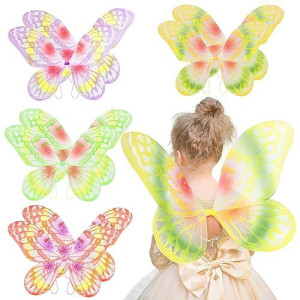 Fedio Girls Fairy Wings, 8 Pack Princess Butterfly Costume Wings Set For Kids Dress Up Birthday Party Halloween Dress Up