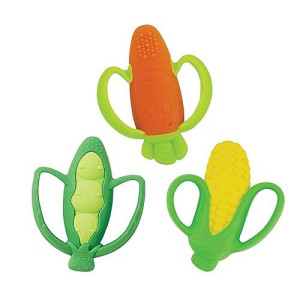 Infantino Farmers Market Teether Gift Set - Set Of 3 Bpa-Free Veggie Textured Silicone Teethers For Soothing Sore Gums, Multicolor