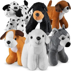 Bedwina Plush Puppy Dogs - (Pack Of 6) 6 Inches Tall Stuffed Animals Bulk Assorted Puppies And Cute Stuffed Plushed Dog Puppies Assortment, Stocking Stuffers