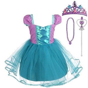 Dressy Daisy Princess Mermaid Costumes Birthday Fancy Party Dresses Up For Baby Girls With Accessories Size 3-6 Months 108