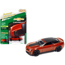 2013 Chevrolet Camaro Zl1 Convertible (Top Up) Inferno Orange Metallic With Black Top Classic Gold Collection Series Limited Edition To 10884 Pieces Worldwide 1/64 Diecast Model Car By Johnny Lightning