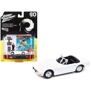 1967 Toyota 2000 Gt Convertible Rhd (Right Hand Drive) White 007 (James Bond) You Only Live Twice (1967) Movie With Collectible Tin Display Silver Screen Machines Series 1/64 Diecast Model Car By Johnny Lightning