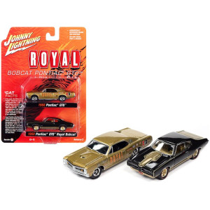 1966 Pontiac Gto Royal Gold And 1969 Pontiac Gto Royal Bobcat Espresso Brown Pontiac Royal Set Of 2 Pieces 1/64 Diecast Model Cars By Johnny Lightning