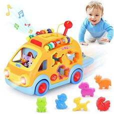 iPlay, iLearn Toddler Music Bus Toy, Baby Push Go Car for 18 Month, Musical Learning Animal School Bus, Kids Educational Montessori Toy, Early Development Birthday Gifts for 2 3 4 Year Old Boys Girls