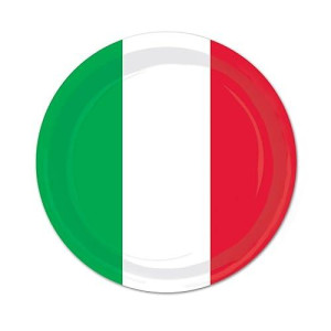 Beistle Italian Red White And Green Paper Plates