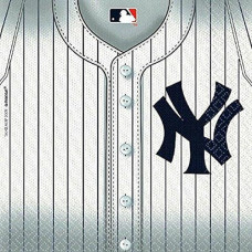 Amscan New York Yankees Party Napkins - 6 1/2' x 6 1/2', White, Pack of 36