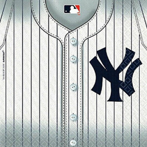 Amscan New York Yankees Party Napkins - 6 1/2' x 6 1/2', White, Pack of 36