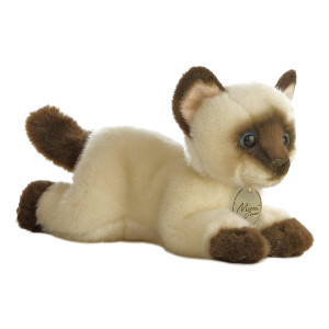 Aurora Adorable Miyoni Siamese Cat Stuffed Animal - Lifelike Detail - Cherished Companionship - Brown 8 Inches