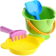 Hape Beach Basics Sand Toy Set Including Bucket Sifter, Rake, And Shovel Toys| Sand Toy Playset For Toddlers 18M+