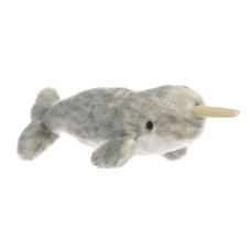 Aurora Adorable Mini Flopsie Narwhal Stuffed Animal - Playful Ease - Timeless Companions - Gray 8 Inches