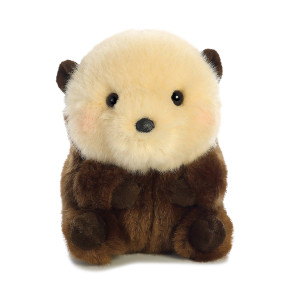 Aurora Round Rolly Pet Smiles Sea Otter Stuffed Animal - Adorable Companions - On-The-Go Fun - Brown 5 Inches