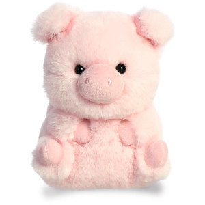 Aurora Round Rolly Pet Prankster Pig Stuffed Animal - Adorable Companions - On-The-Go Fun - Pink 5 Inches