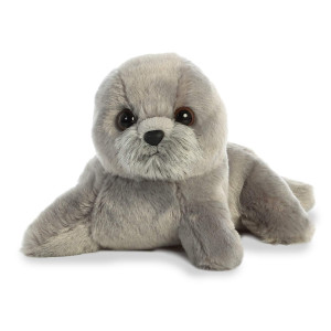 Aurora Adorable Mini Flopsie Harpo Seal Stuffed Animal - Playful Ease - Timeless Companions - Gray 8 Inches