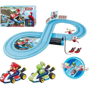 Carrera First Mario Kart - Slot Car Race Track With Spinners - Includes 2 Cars: Mario And Yoshi - Battery-Powered Beginner Racing Set For Kids Ages 3 Years And Up