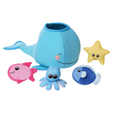 Manhattan Toy Neoprene Whale 5-Piece Floating Spill n Fill Bath Toy with Quick Dry Sponges and Squirt Toy