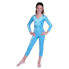 Girl' Unitard Lt Blue Velvet M