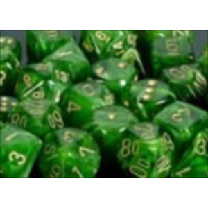 Chessex Manufacturing 27635 16 Mm Vortex Green With Gold Numbers D6 Dice Set Of 12