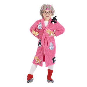 Crazy Cat Lady Kids Costume | Robe & Wig Set | One Size Fits Up To Size 10