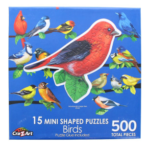 Songbirds Ii | 15 Mini Shaped Jigsaw Puzzles | 500 Color Coded Pieces