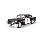 1955 Buick Century Police Car Black And White 1/26 Diecast Model Car By Maisto